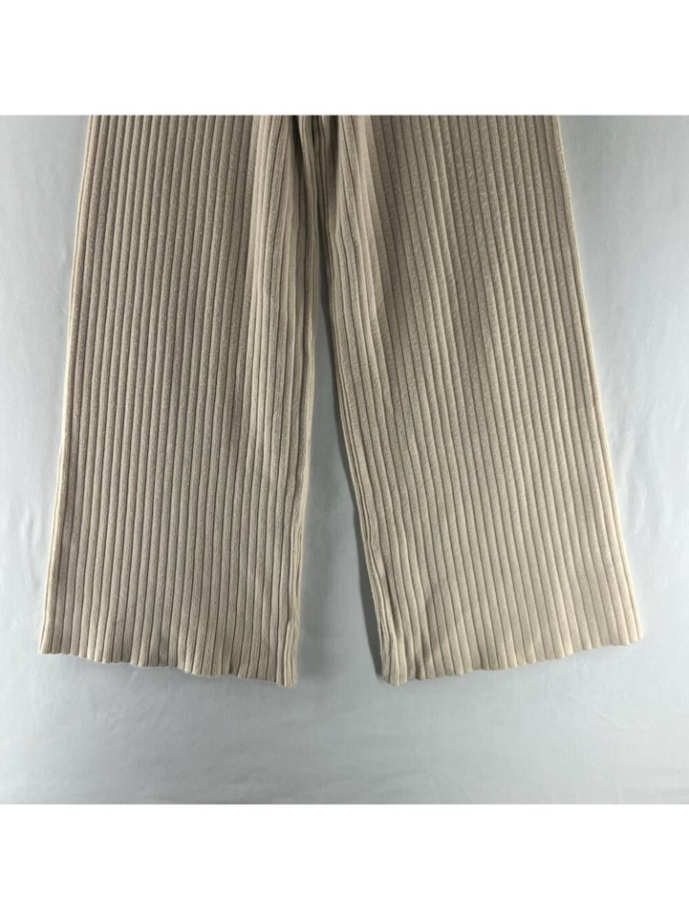 J.ING Ribbed Knit Wide Leg Lounge Pants Women One Size Stretch Drawstring Beige - Picture 7 of 12
